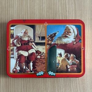 Coca Cola Santa Holiday Tin with Playing Cards